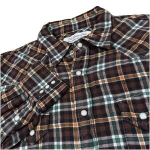 The Golden State Remi Plaid Pearl Snap‎ Shirt Large Small Fit Japan Made Western